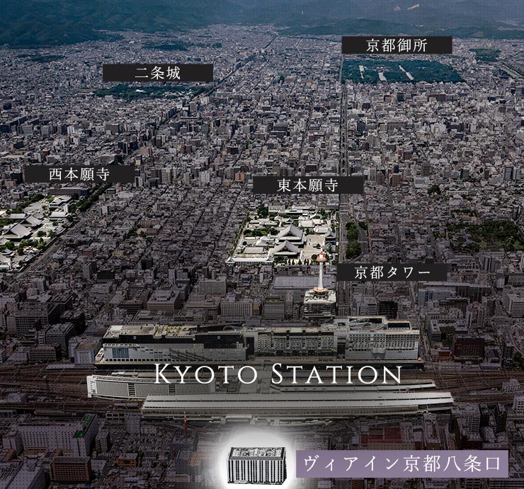 上空から見た京都市の俯瞰図